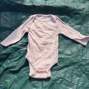 Cloud Island Soft Pink and White Striped Baby Onesie